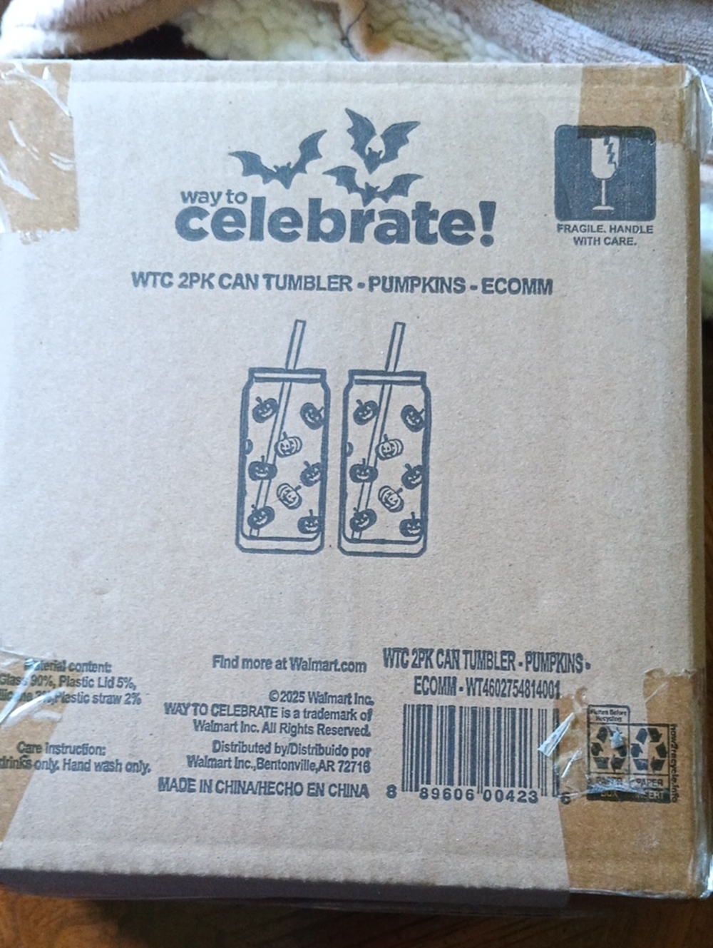Way to Celebrate! Clear Pumpkin Can Tumbler - 2-Pack